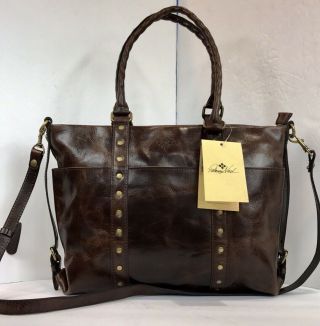 Patricia Nash Carducci Leather Distressed Vintage Tote Shoulder Bag Nwt