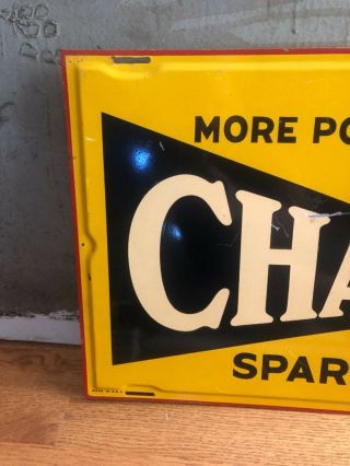 1930’s Champion Spark Plug Sign Rare Painted Tin Version 30” Service Station 2