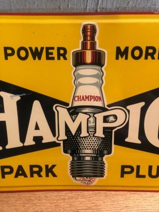 1930’s Champion Spark Plug Sign Rare Painted Tin Version 30” Service Station 3