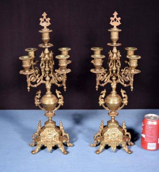 19 " Tall Vintage French Bronze Candelabra Candlesticks