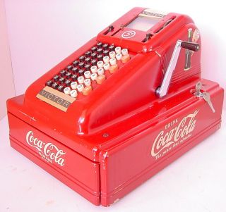 1950s Ncr Victor " Drink Coca - Cola The Pause That Refreshes " Cash Register W Keys