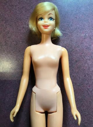 Vintage Barbie Blonde Casey Doll With Earring.
