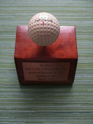 Vintage C.  1973 To Paul Spalding 12 Millionth Top Flite 11/9/73 Display Golf Ball
