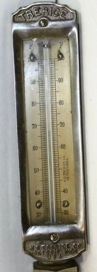 Vintage Ho Trerice Co.  Detroit Thermometer Gauge 0 - 100f Industrial Steampunk 10 "