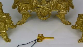 Antique French Louis XVI Style,  Porcelain & Brass German FHS Clock & Garniture. 10