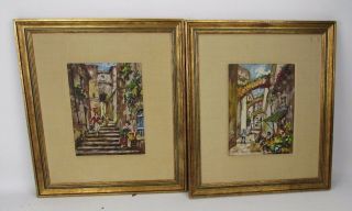 Vintage Oil Paintings Isle Of Capri & Trevi Signed Framed As A Pair