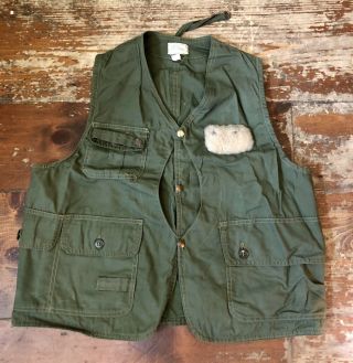 Vintage Retro Ll Bean Fishing Hunting Utility Vest Size 40 Army Green