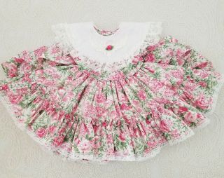 Vintage Baby Toddler Girls Floral Full Circle Party Dress Crinoline Ruffle Lace