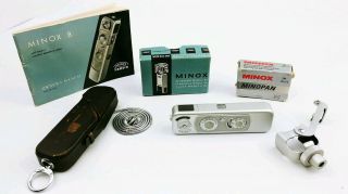 Minox B Vintage Spy Camera Bundle Case Chain Film B4 Flash Tripod Mount,  Germany