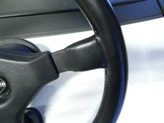 Vintage MOMO Cavallino TYP C38 Leather Steering Wheel W/ Horn Pad,  Button & Hub 4