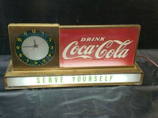 1950s Rare Vintage Coca Cola Light Up Lunch Counter Fountain Shop Clock Coke
