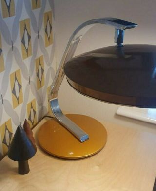Vintage 1960s Fase Desk Lamp.  Chrome and Glass.  Rusty Orange Colour. 3