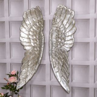 Extra Large Antique Silver Angel Wings Art Gift Decorative Wall Mounted Hanging