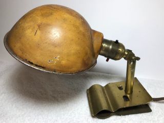 Vintage Industrial Brass Yellow Enamelware Clamp Lamp Amalgamated Electric Corp