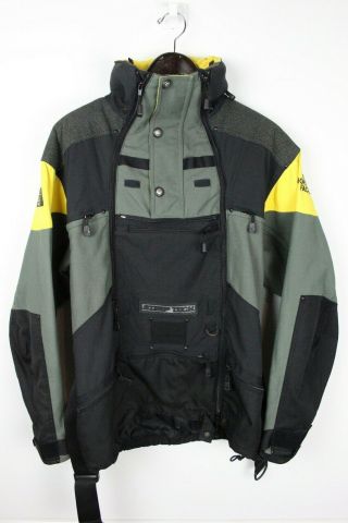 Vintage North Face " Steep Tech " Belted Black & Yellow Jacket,  Medium