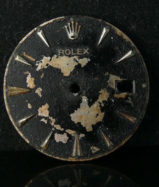 1950s Vintage Gents Rolex Oyster Perpetual Date Black Dagger Dial Ref 6534