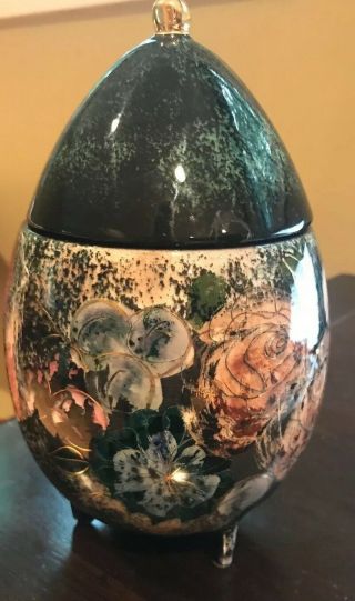 Sascha Brastoff Signed 044a Garden Roses Vintage Large Art Egg Container Vase