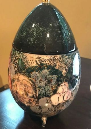 Sascha Brastoff Signed 044A Garden Roses Vintage Large Art Egg Container Vase 4