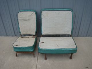 Vintage 1956 Willys Jeep Wagon Seats For Restoration Or Use.  Htf