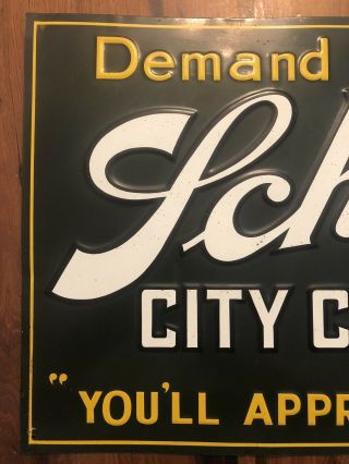 Rare Vintage Demand Schmidt’s City Club Beer Metal Tin Sign Embossed 29x13 2