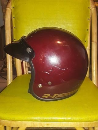 Vintage 1970 ' s Bell RT Motorcycle Helmet 7 3/4 Burgundy Red Rare Piece 3