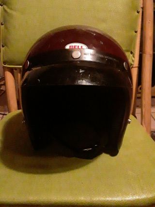 Vintage 1970 ' s Bell RT Motorcycle Helmet 7 3/4 Burgundy Red Rare Piece 4