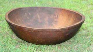 Huge 25 Inch Antique 19thC England Primitive Maple Wood Bowl,  NR 3