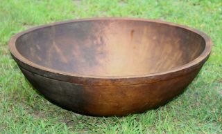 Huge 25 Inch Antique 19thC England Primitive Maple Wood Bowl,  NR 4