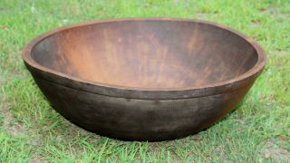 Huge 25 Inch Antique 19thC England Primitive Maple Wood Bowl,  NR 7