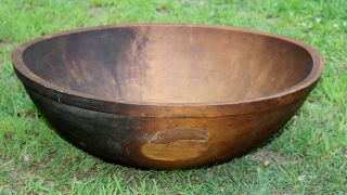 Huge 25 Inch Antique 19thC England Primitive Maple Wood Bowl,  NR 8