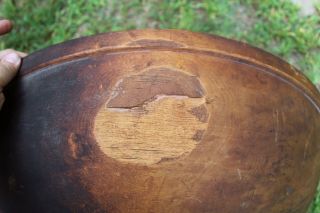 Huge 25 Inch Antique 19thC England Primitive Maple Wood Bowl,  NR 9