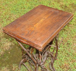 Antique circa - 1900,  Adirondack,  Folk Art Twig & Branch Side Table Stand,  NR 11