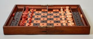 Antique Jaques & Son In Statu Quo Chess Set & Chess Board Circa 1875