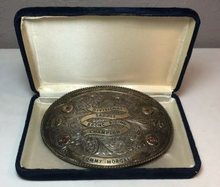 1975 Nelson Silvia Rodeo Finals Championship Sterling Silver 10k Gold Buckle