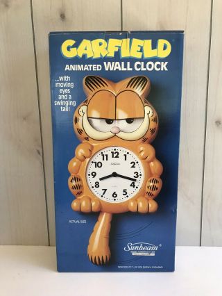 Garfield Animated Wall Clock With Moving Eyes & Tail Sunbeam Vintage Clock