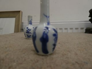 4 x Antique? Miniature Chinese Blue & White Bottle Vases 10