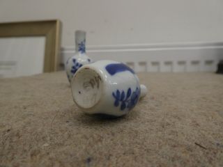 4 x Antique? Miniature Chinese Blue & White Bottle Vases 11