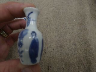 4 x Antique? Miniature Chinese Blue & White Bottle Vases 2