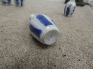4 x Antique? Miniature Chinese Blue & White Bottle Vases 8