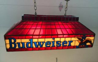 Vintage Budweiser Beer Hanging Pool Table Light 1973 Ultra Rare Great Colors 