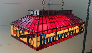VINTAGE BUDWEISER BEER HANGING POOL TABLE LIGHT 1973 ULTRA RARE GREAT COLORS  2
