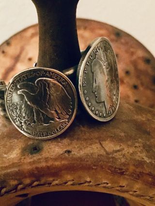 Vintage Navajo Coin 1891 Morgan Silver Dollar Cuff Bracelet 97 Grams 4