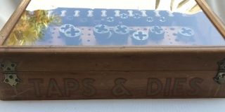 Vintage Thread Well Taps & Dies Glass And Wooden Store Display Case Great Cond. 2