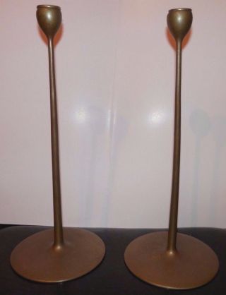 Old Antique Arts And & Crafts Era Hand Crafted Bronze Candlesticks