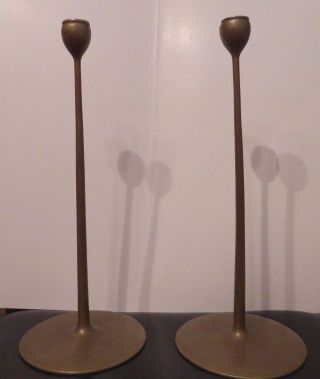 OLD Antique Arts and & Crafts era Hand Crafted BRONZE Candlesticks 2