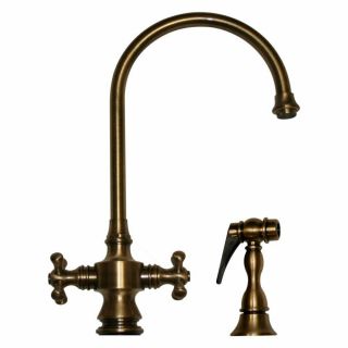 Whitehaus Vintage Iii Dual Cross Handle Faucet With Swivel Spout,  Antique Brass