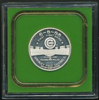 Vintage Chicago Cubs 1st Night Game 1 Oz.  999 Silver Rare Serial " Sample "