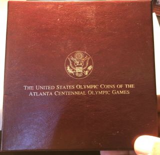 1995 Atlanta Olympic Commem 4 Coin Rare Unc Set Stadium Gold Cycle Track Box/coa
