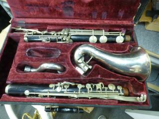 Vintage Evette & Schaeffer Paris Wood Bass Clarinet W\case No Res Not
