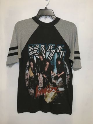 Vintage Kiss 1984 Animalize Concert Tour T - Shirt Medium M Rare Print Wow